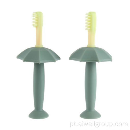 Escova de dentes de dentição de silicone infantil